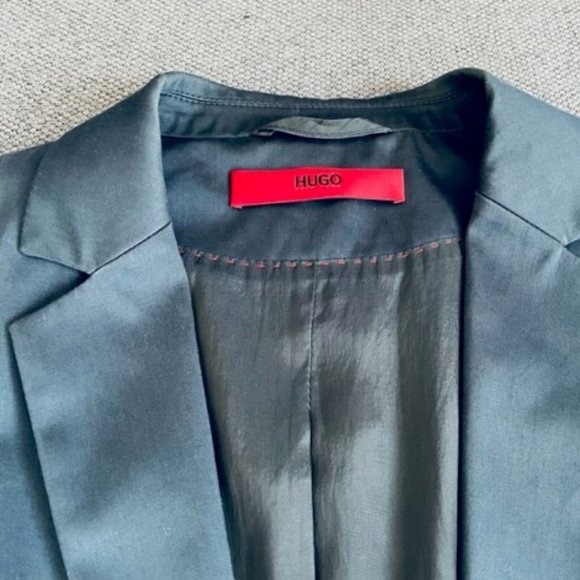 HUGO BOSS NAVY BLUE BLAZER Fitted, Cotton Blend, Size 4 - Picture 6 of 10
